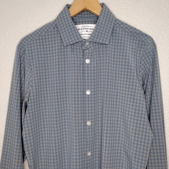 Mizzen+Main Leeward Men's Trim Fit Windowpane Long Sleeve Button Down Shirt Sz M - Picture 3 of 12